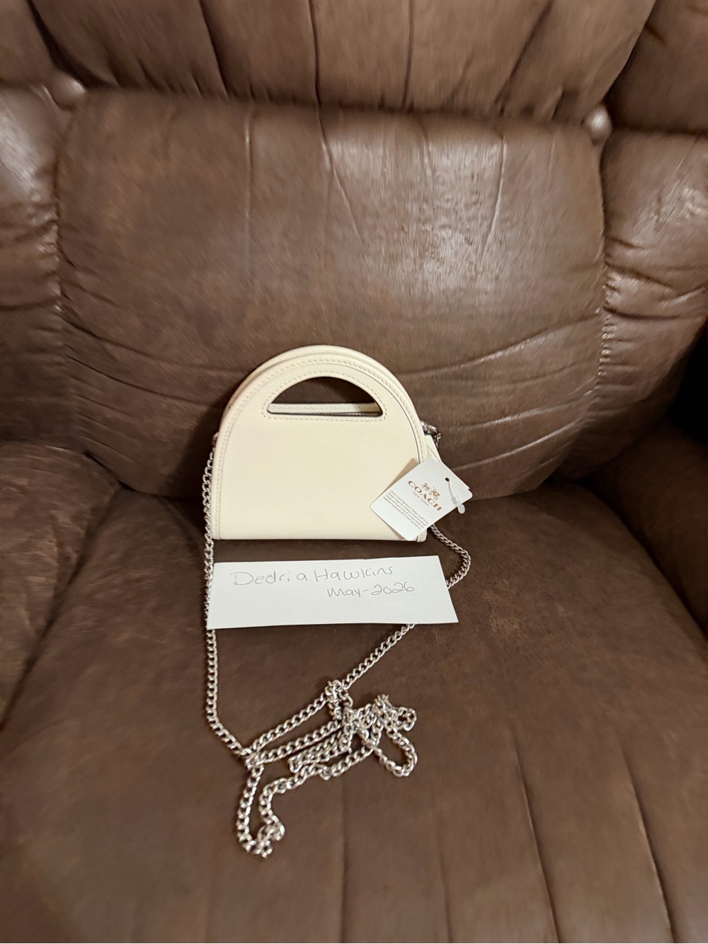 Coach Cream Mini Top-Handle Crossbody with Chain Strap